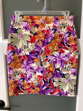 J. McLaughlin Womens Halle Reversible Skirt Palmer Floral Geo -  M - EUC